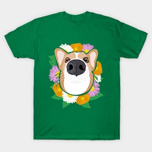 Corgi with Flowers T-Shirt